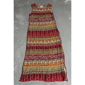 Vintage Darian Tie Dye Floral Striped Maxi Sundress Womens 8 Lightweight Long